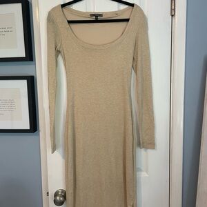 Guess Tan Long Sleeve Sheath Dress